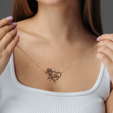 Rose Name Necklace - Custom Name Necklace - Gifts for Mother's Day - Gifts for Mom - Personalized Gift Necklace Brother & Sisters